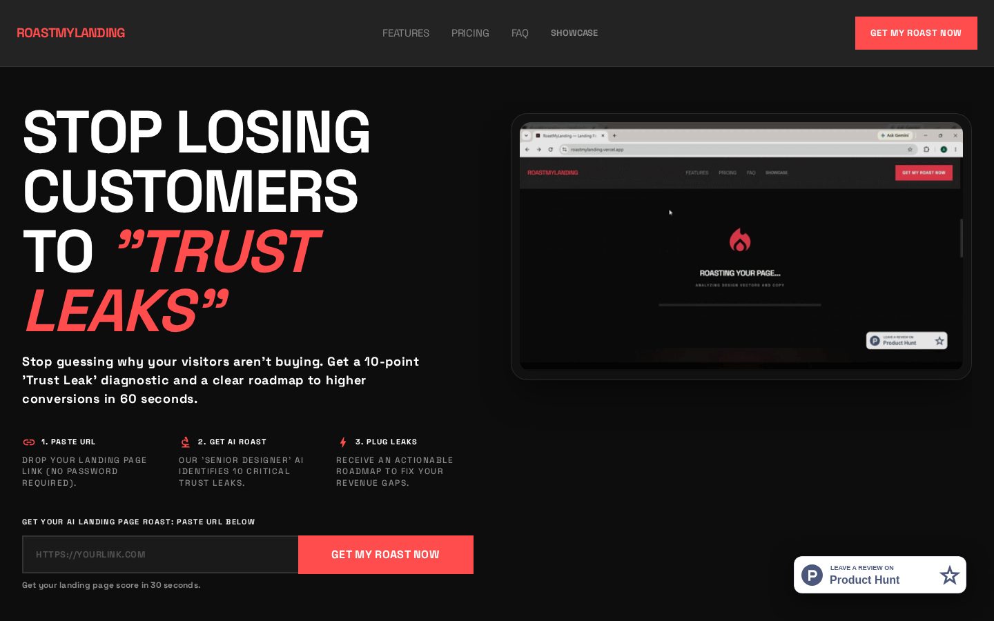 RoastMyLanding Homepage