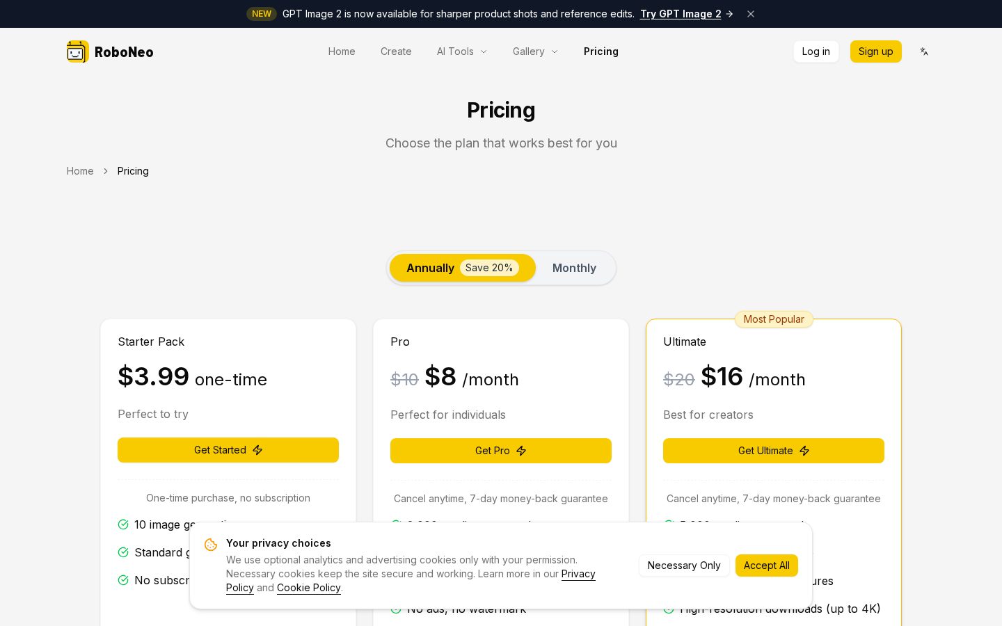 Roboneo Art Pricing