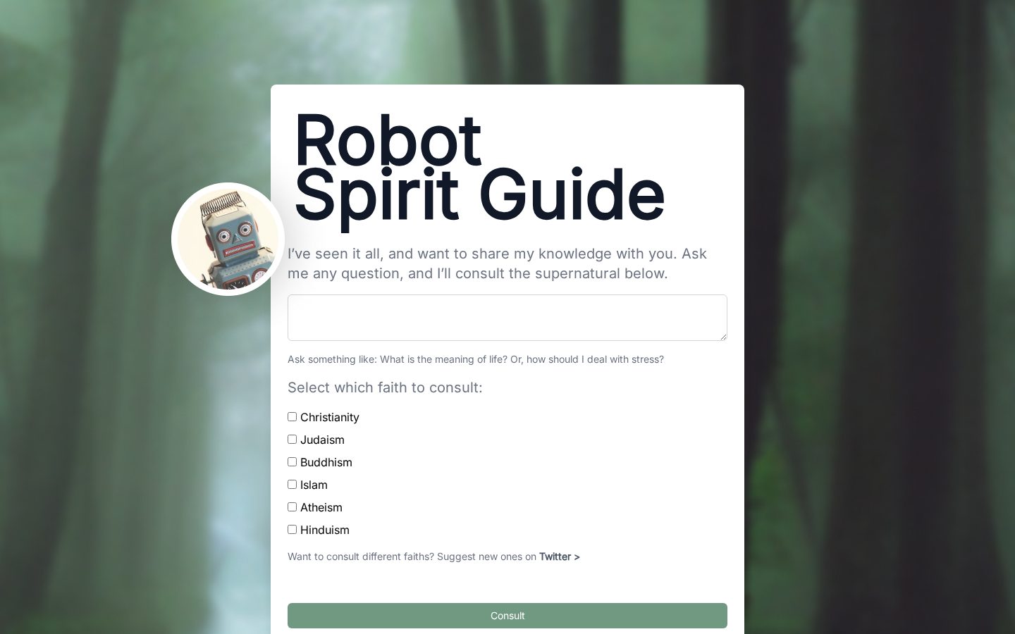 Robot Spirit Guide Homepage