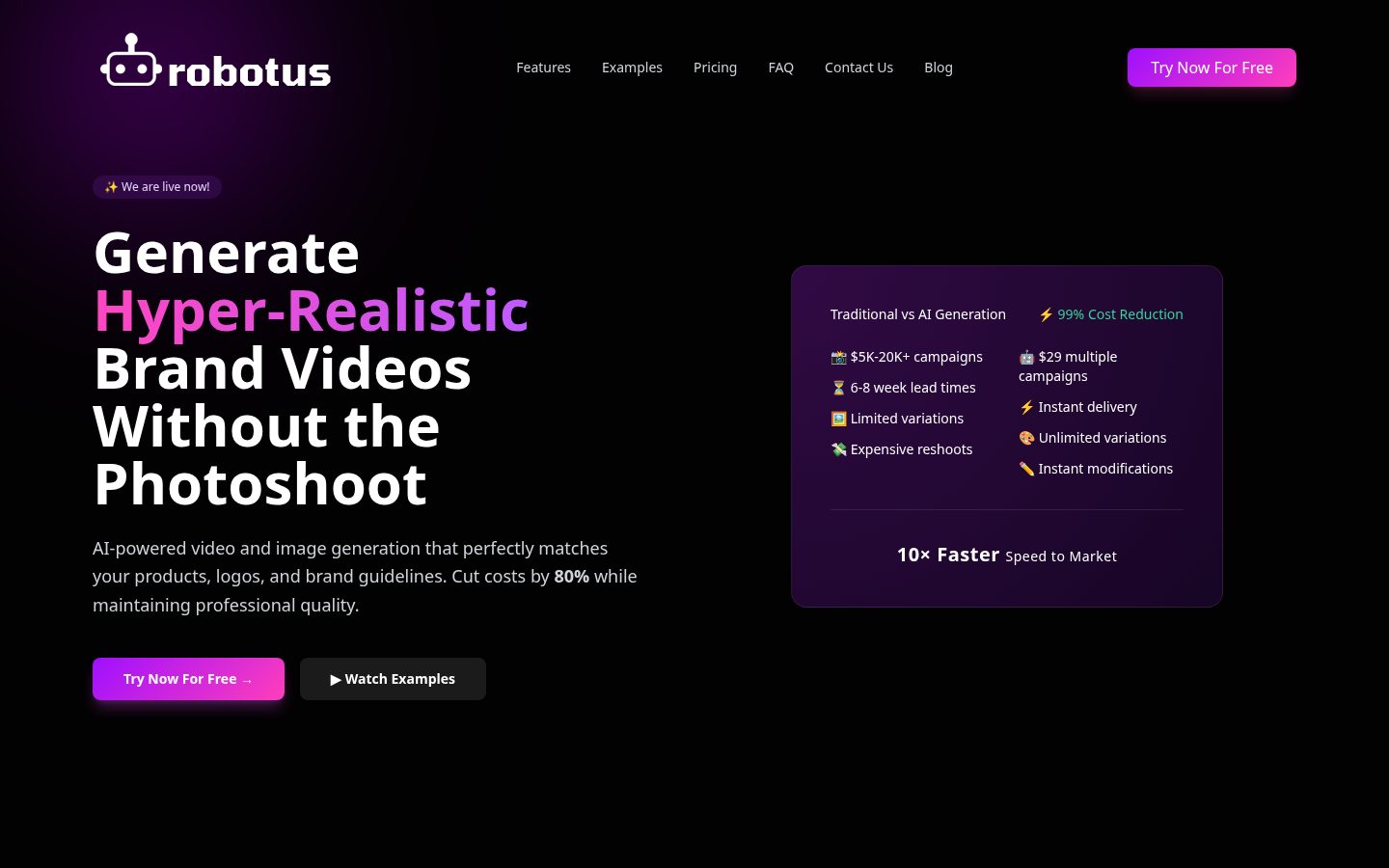 Robotus AI Homepage