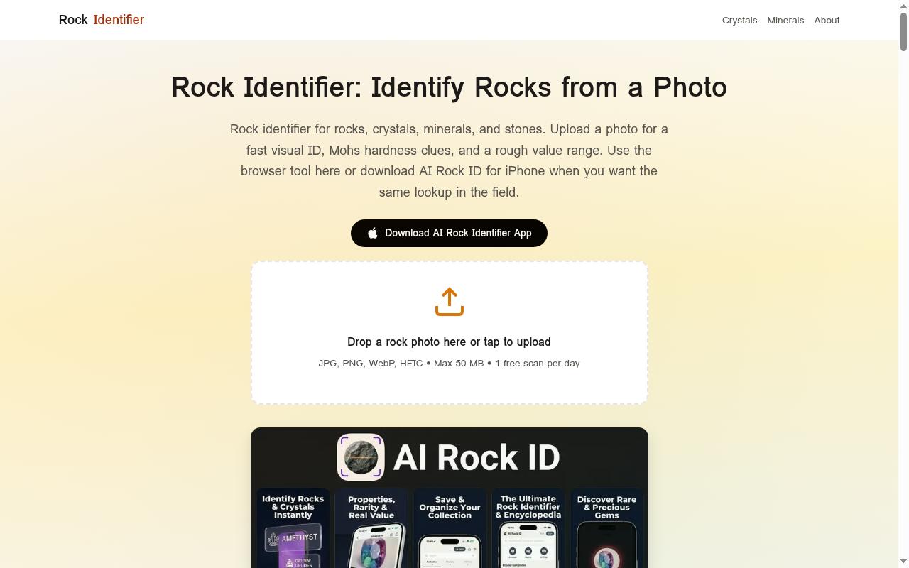 Rock Identifier - AI Rock ID Homepage