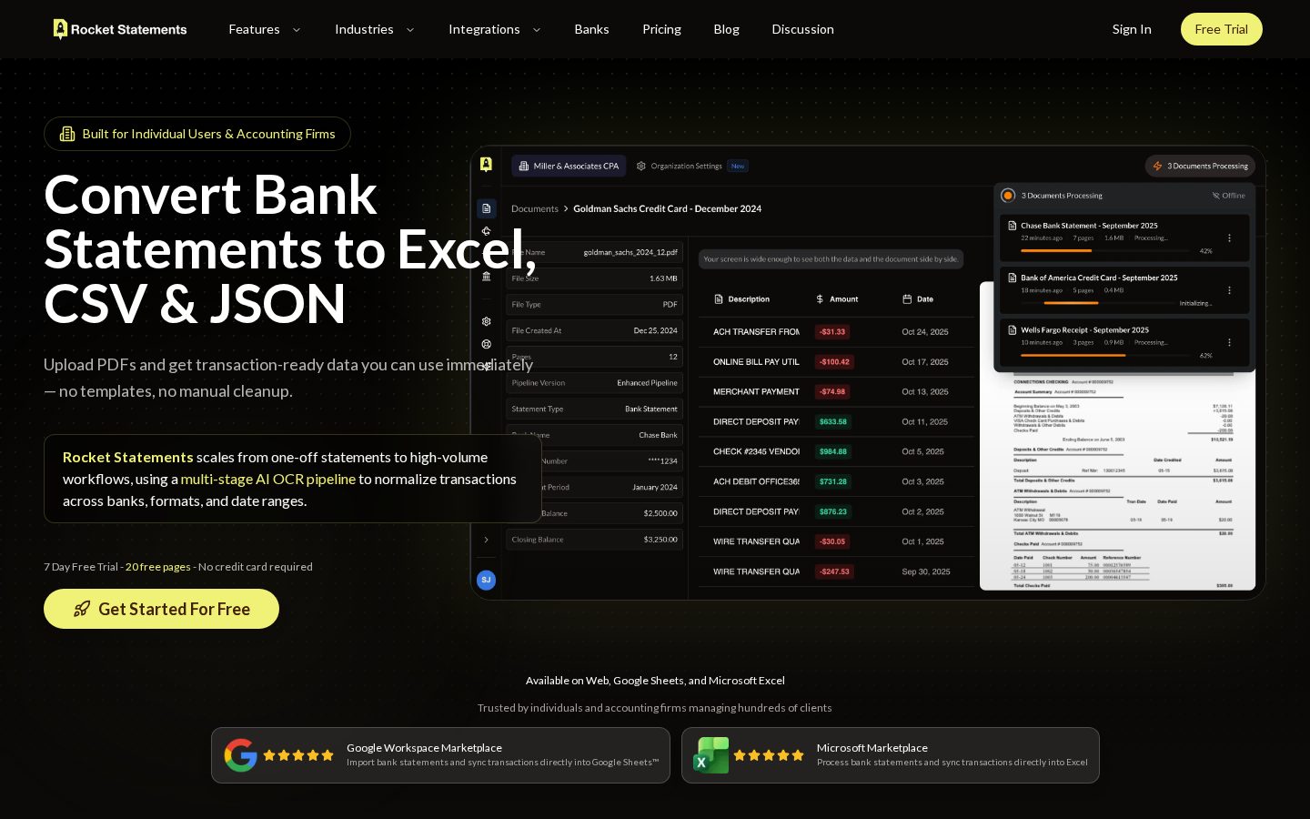 Rocket Statements Homepage