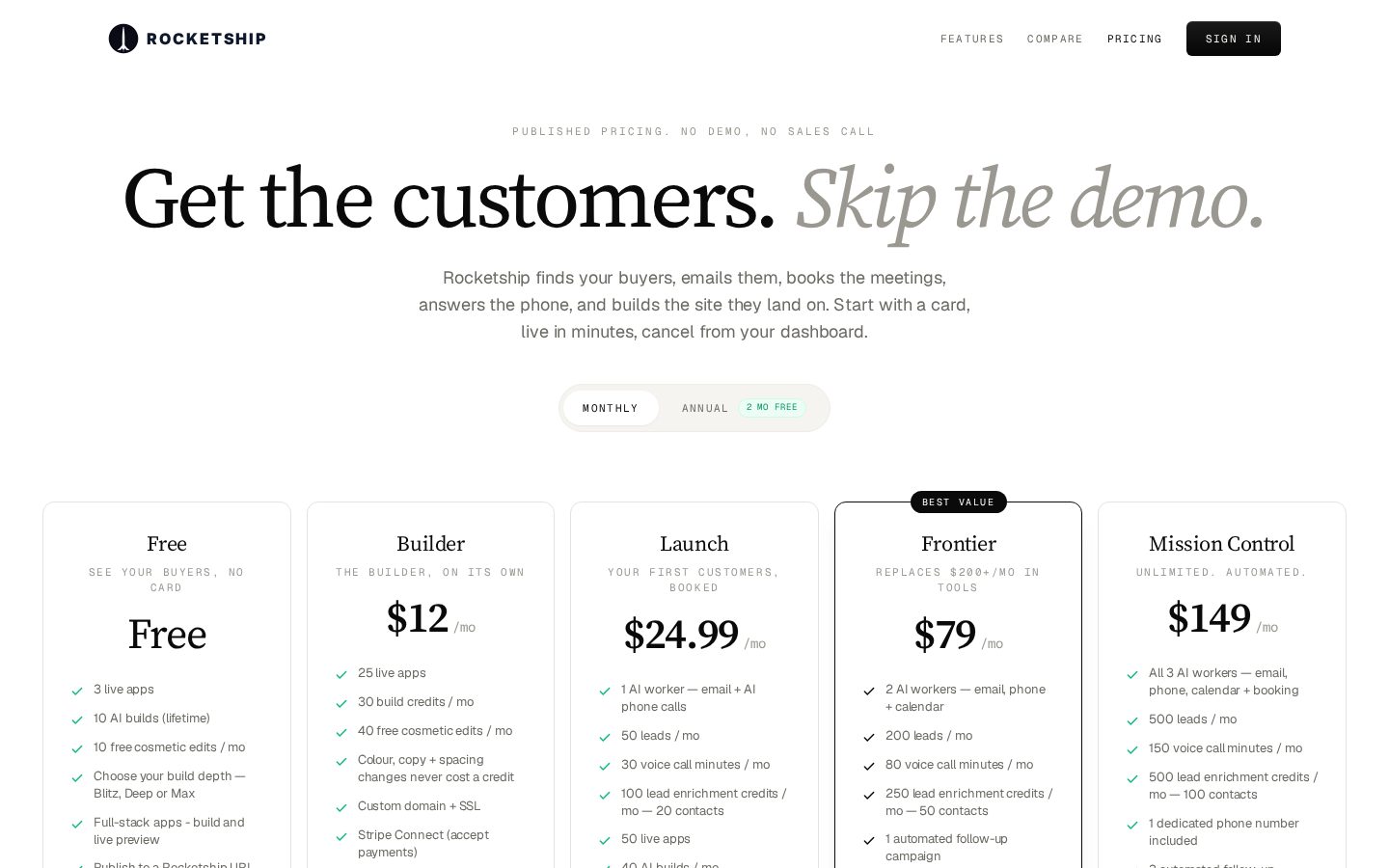 Rocketship Pricing