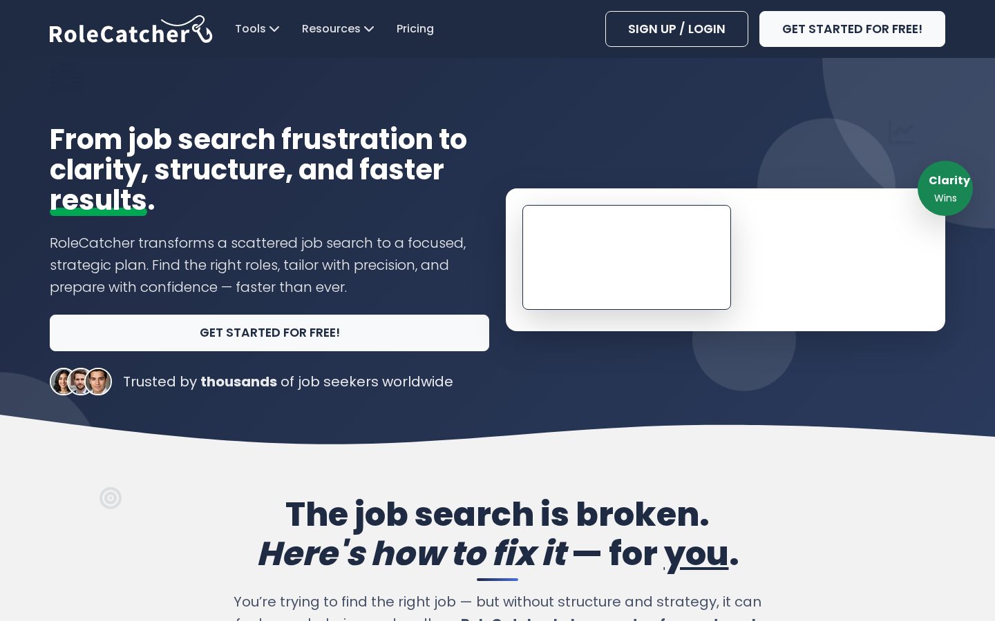 RoleCatcher Homepage