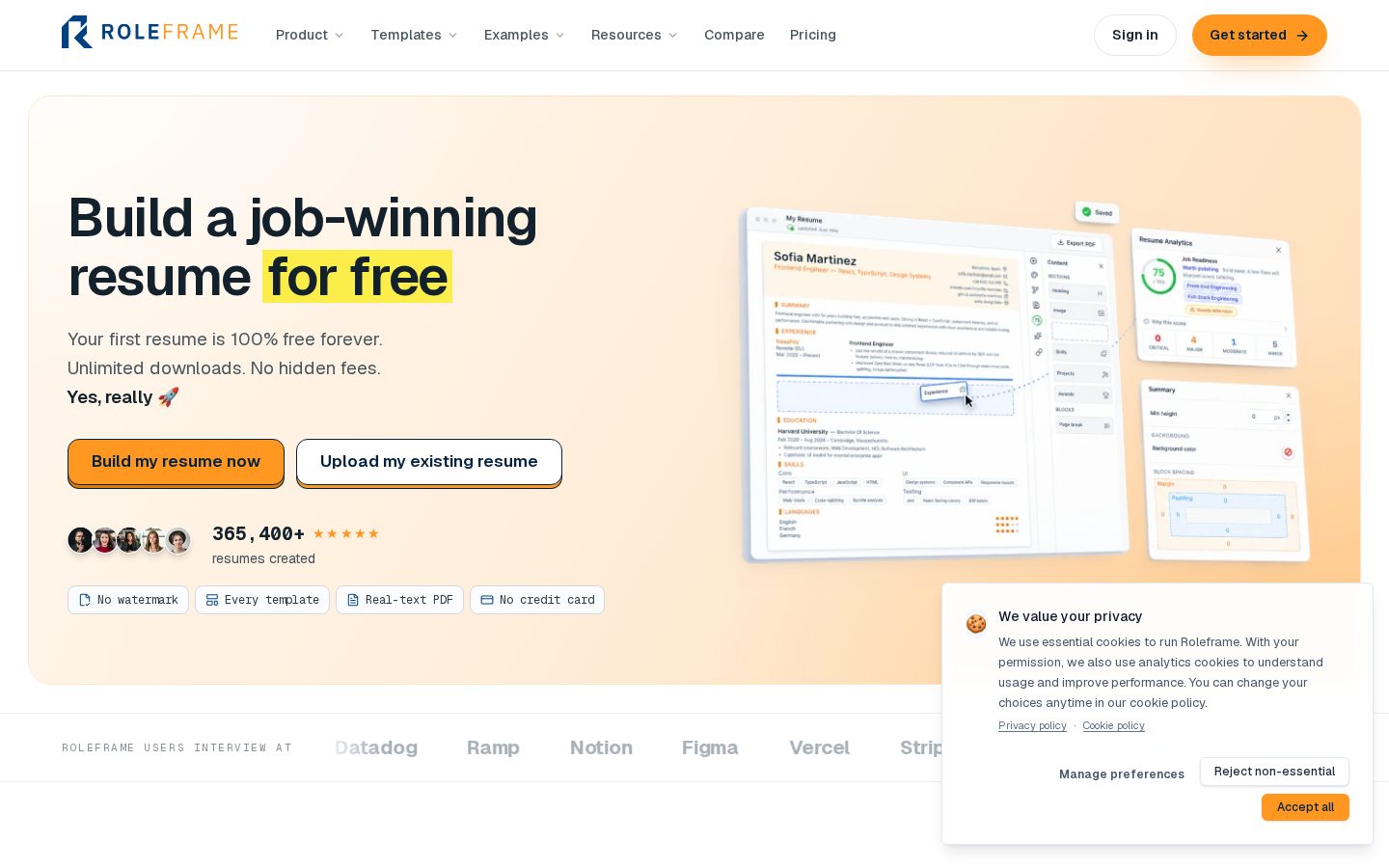 Roleframe Homepage