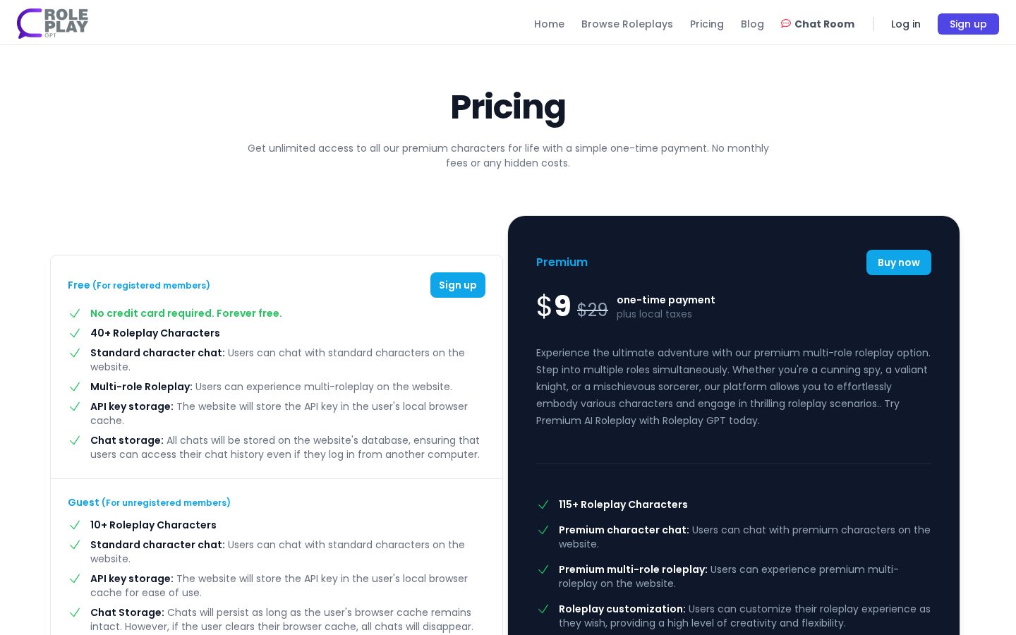 RoleplayGPT Pricing