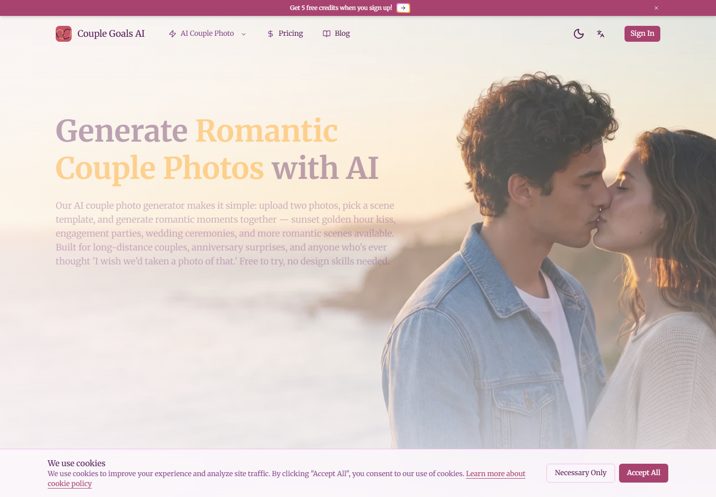 Romantic Couple Photo Maker homepage