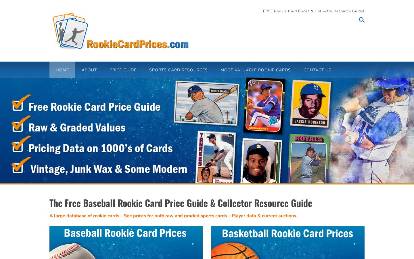 Rookie Card Prices Homepage