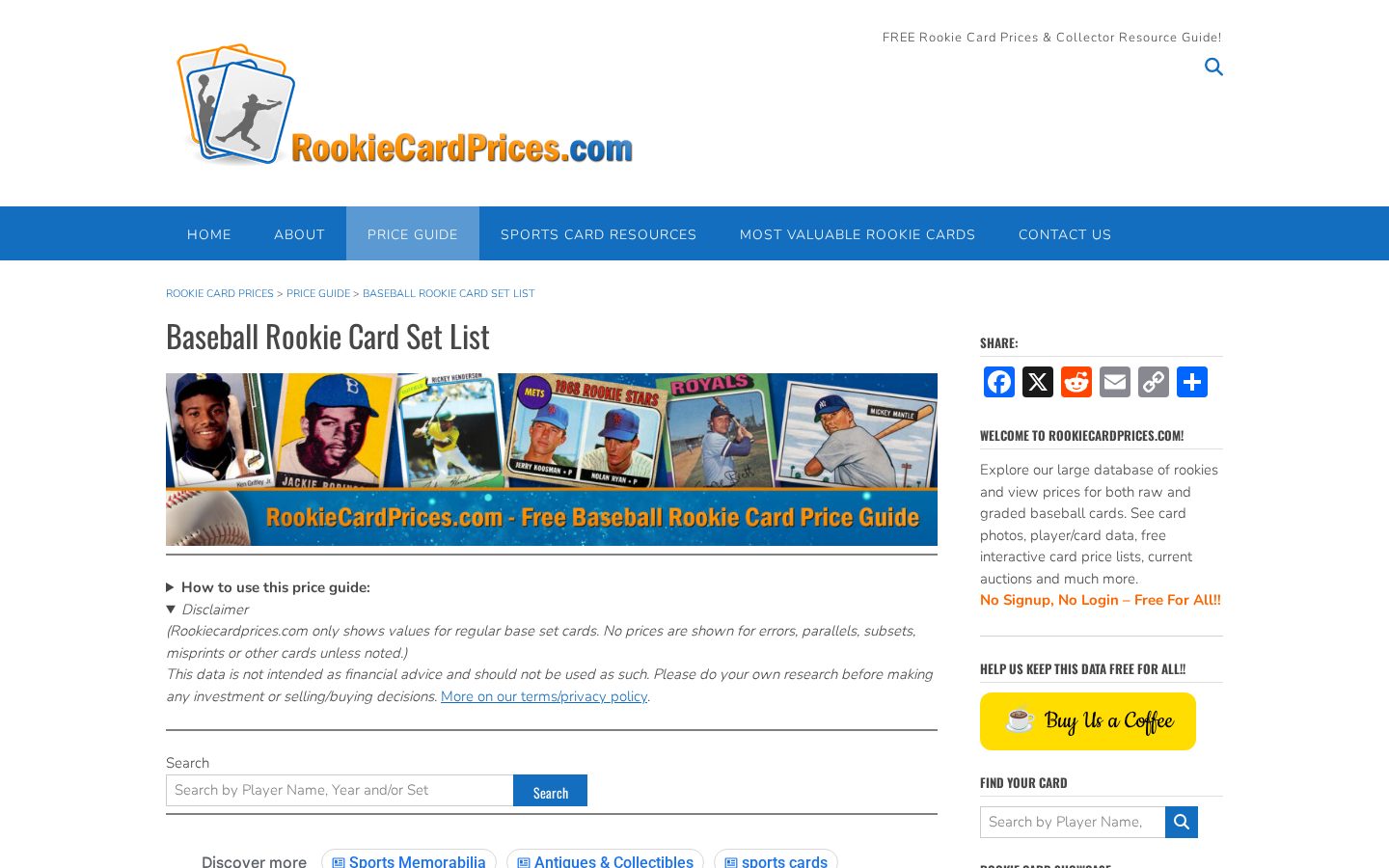 Rookie Card Prices Pricing