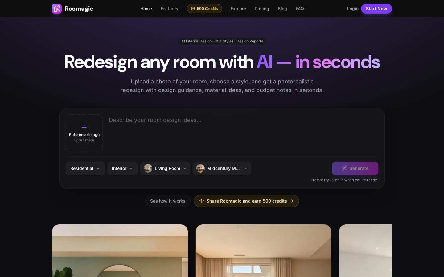 Roomagic Homepage
