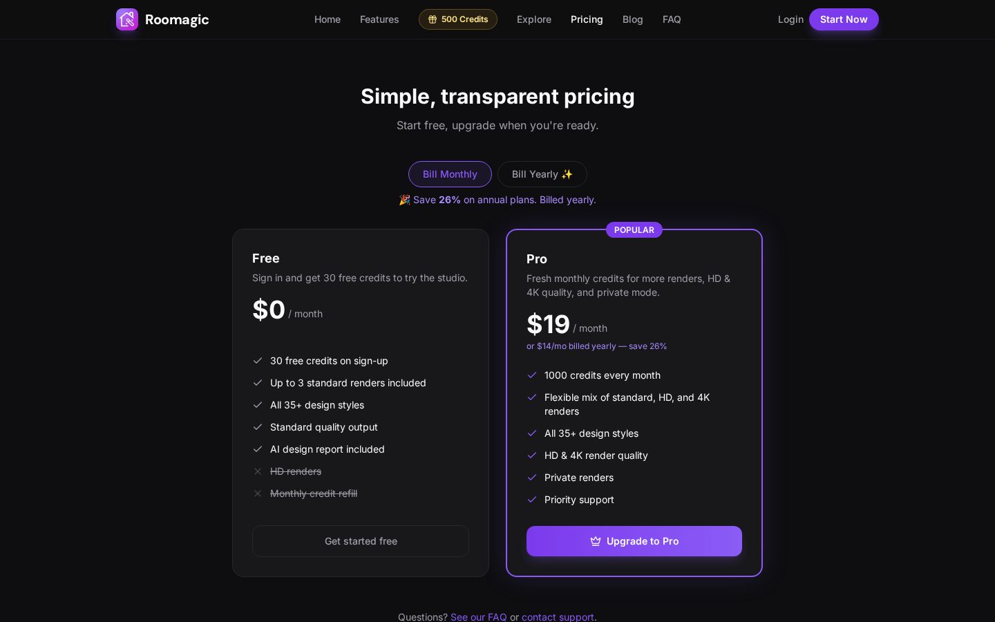 Roomagic Pricing