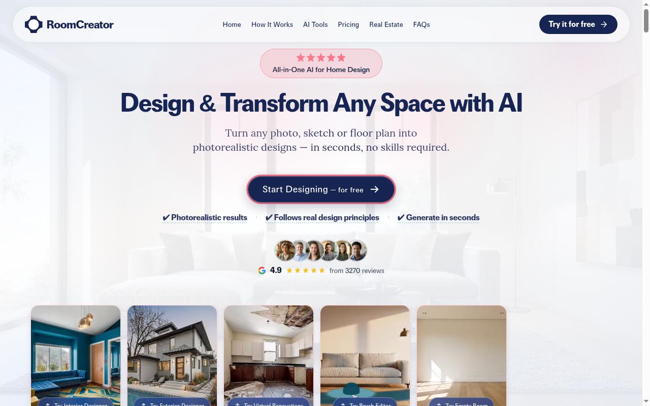 RoomCreator Homepage