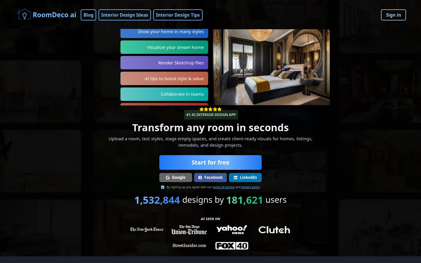 Roomdeco AI Homepage