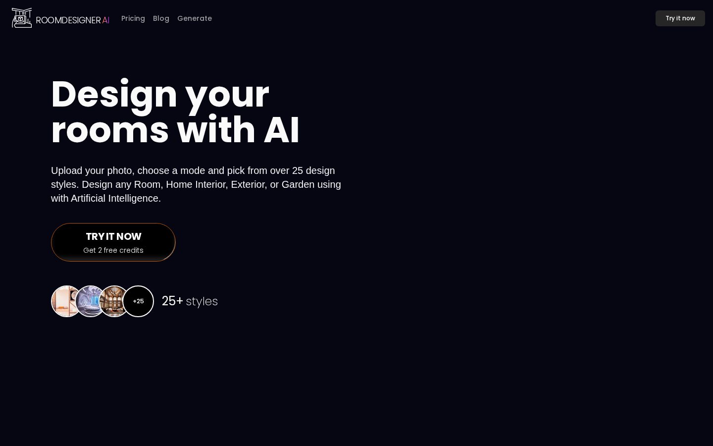 Roomdesigner AI Homepage