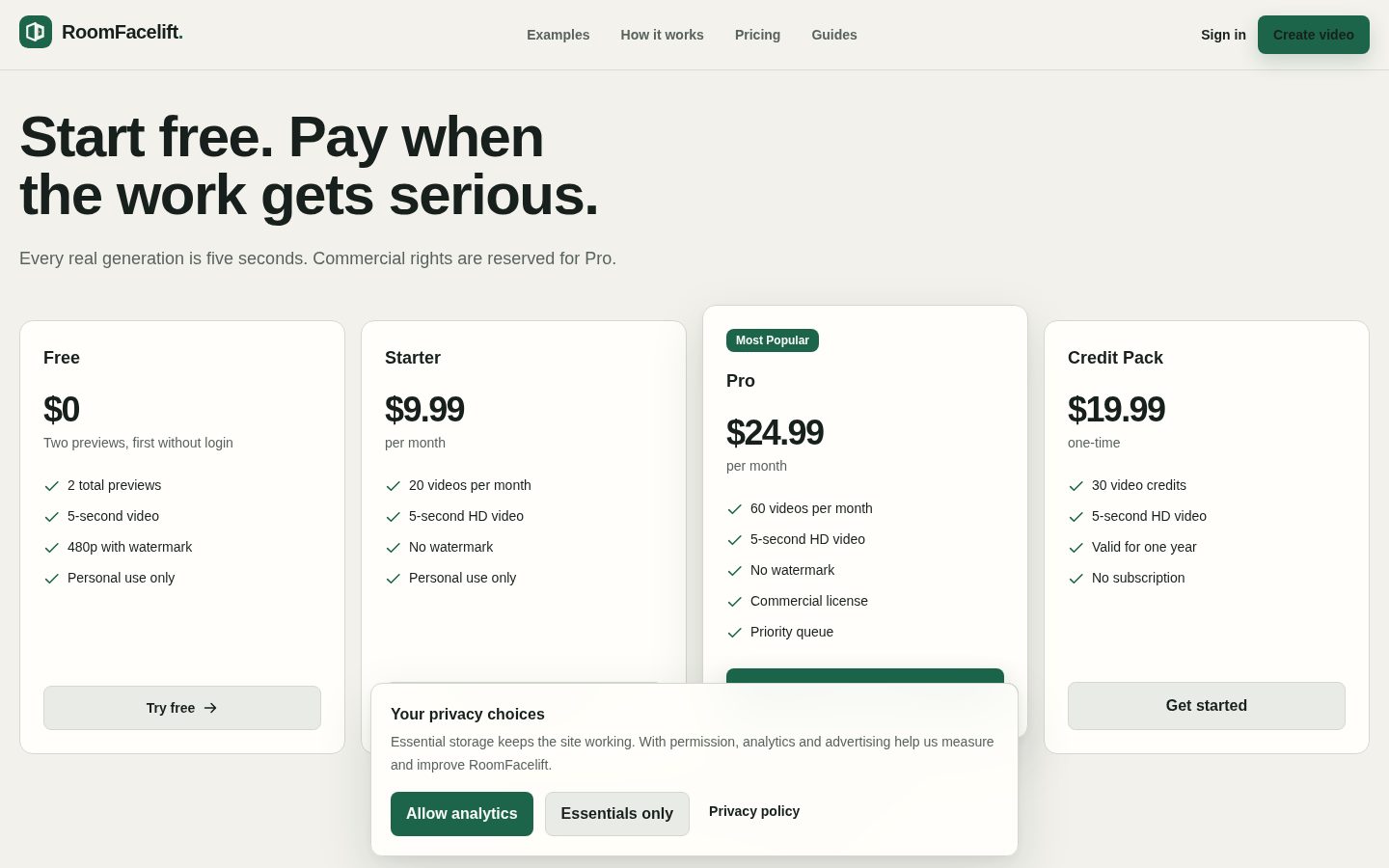 roomfacelift Pricing