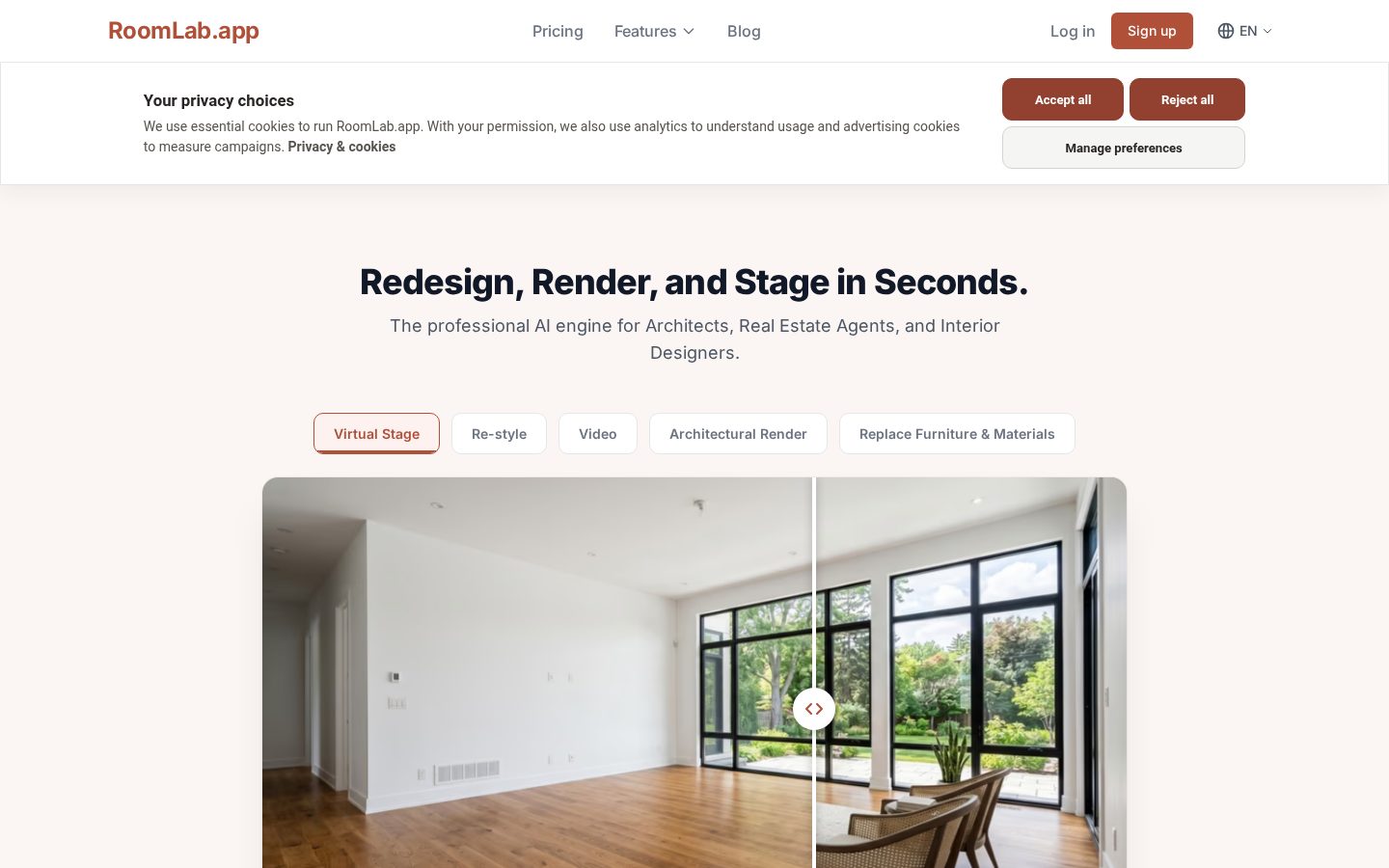 RoomLab.app Homepage