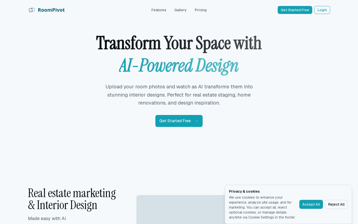 RoomPivot Homepage