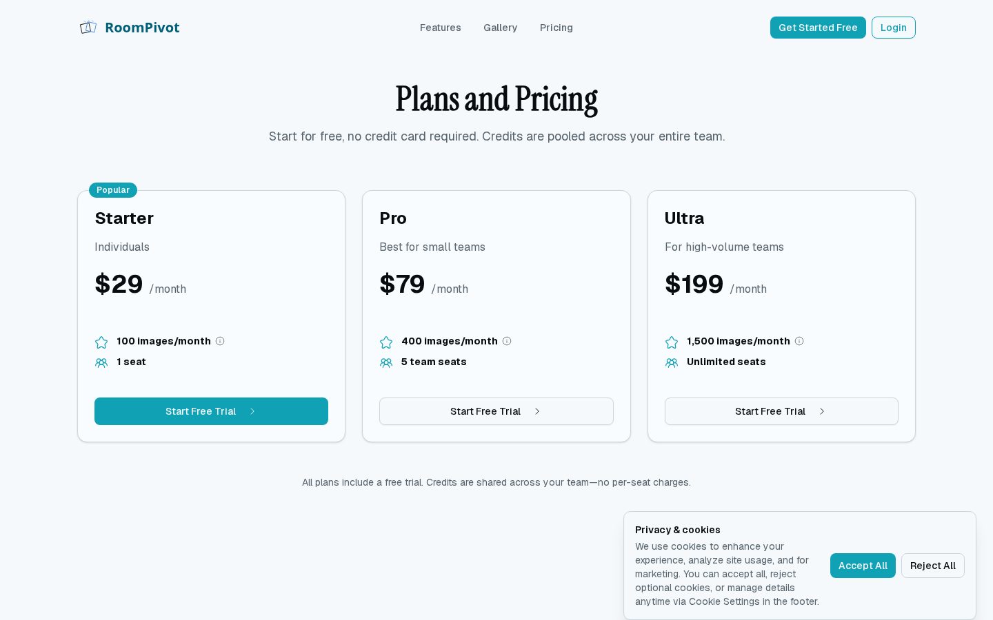 RoomPivot Pricing