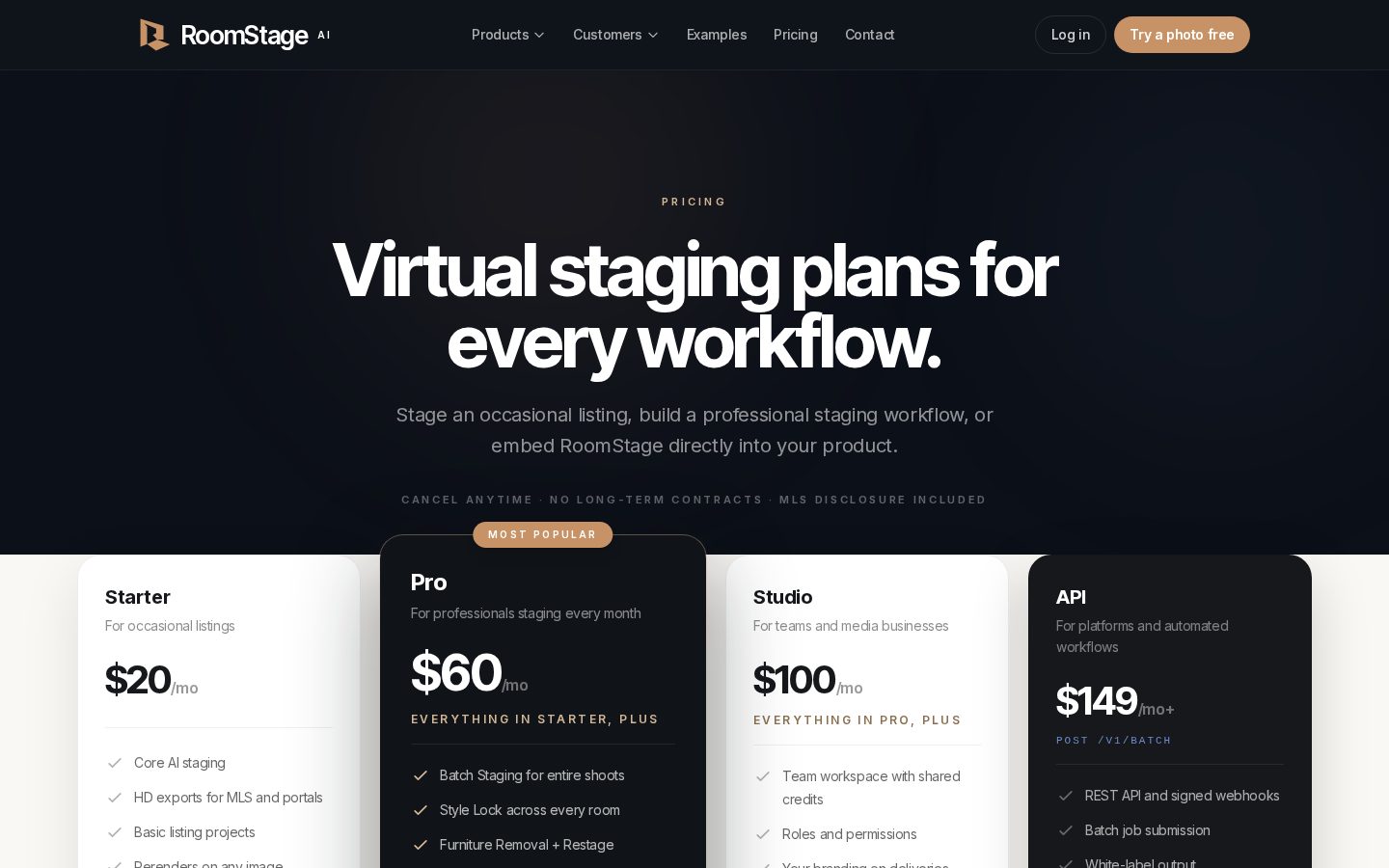 Roomstage AI Pricing
