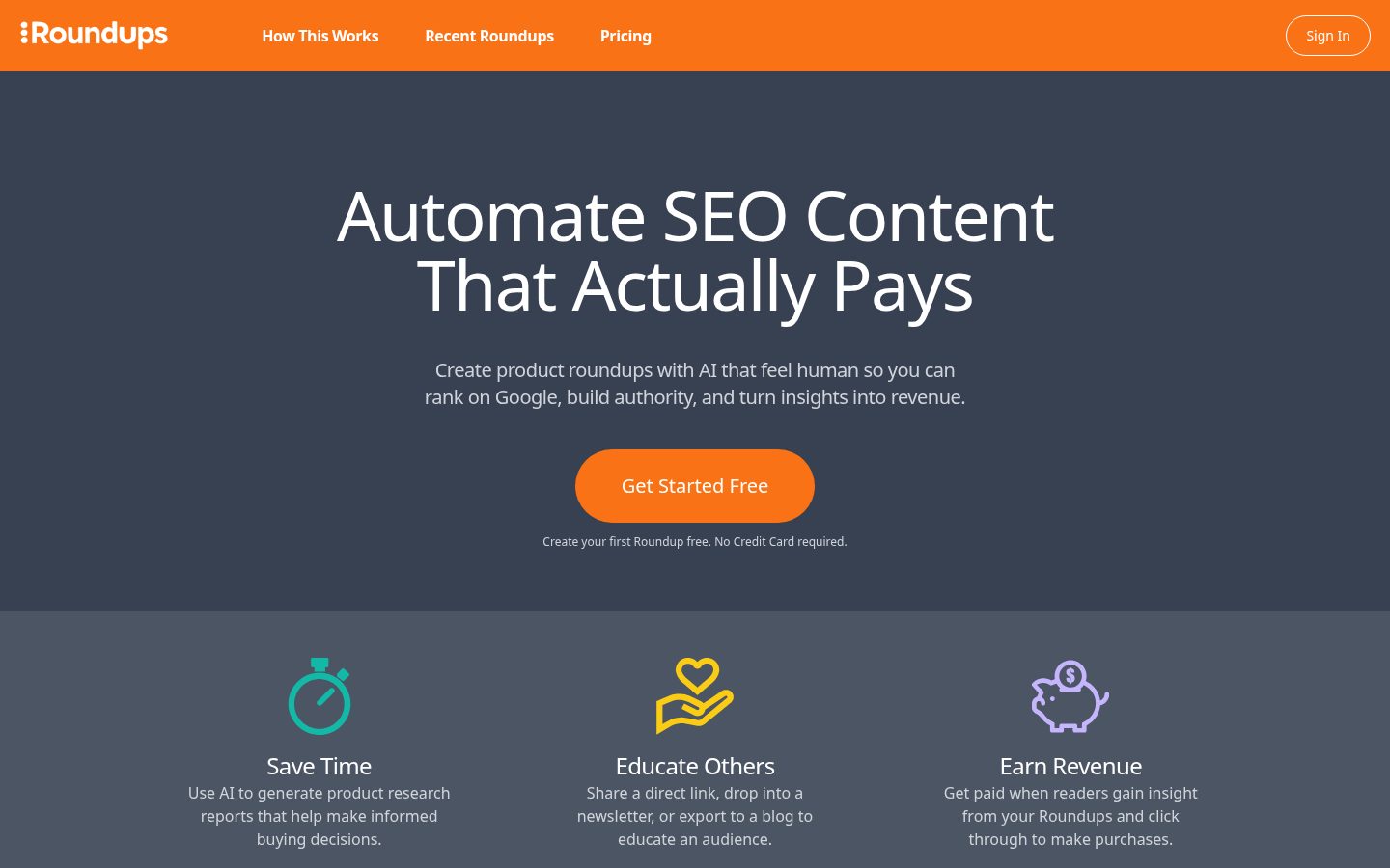 Roundups.ai Homepage