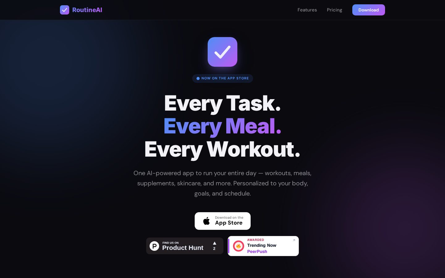 RoutineAI Homepage