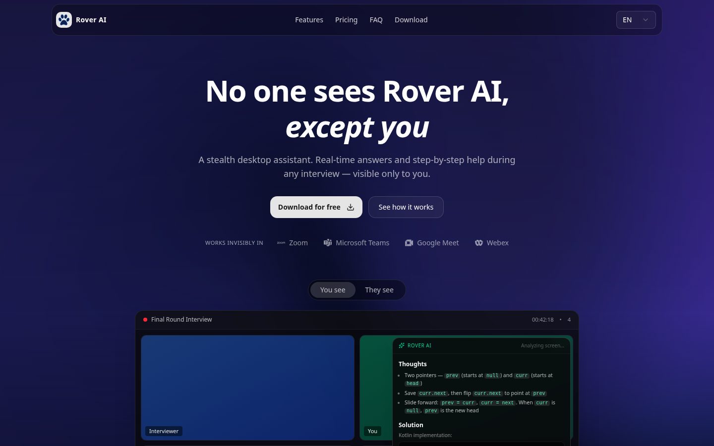Rover AI Homepage