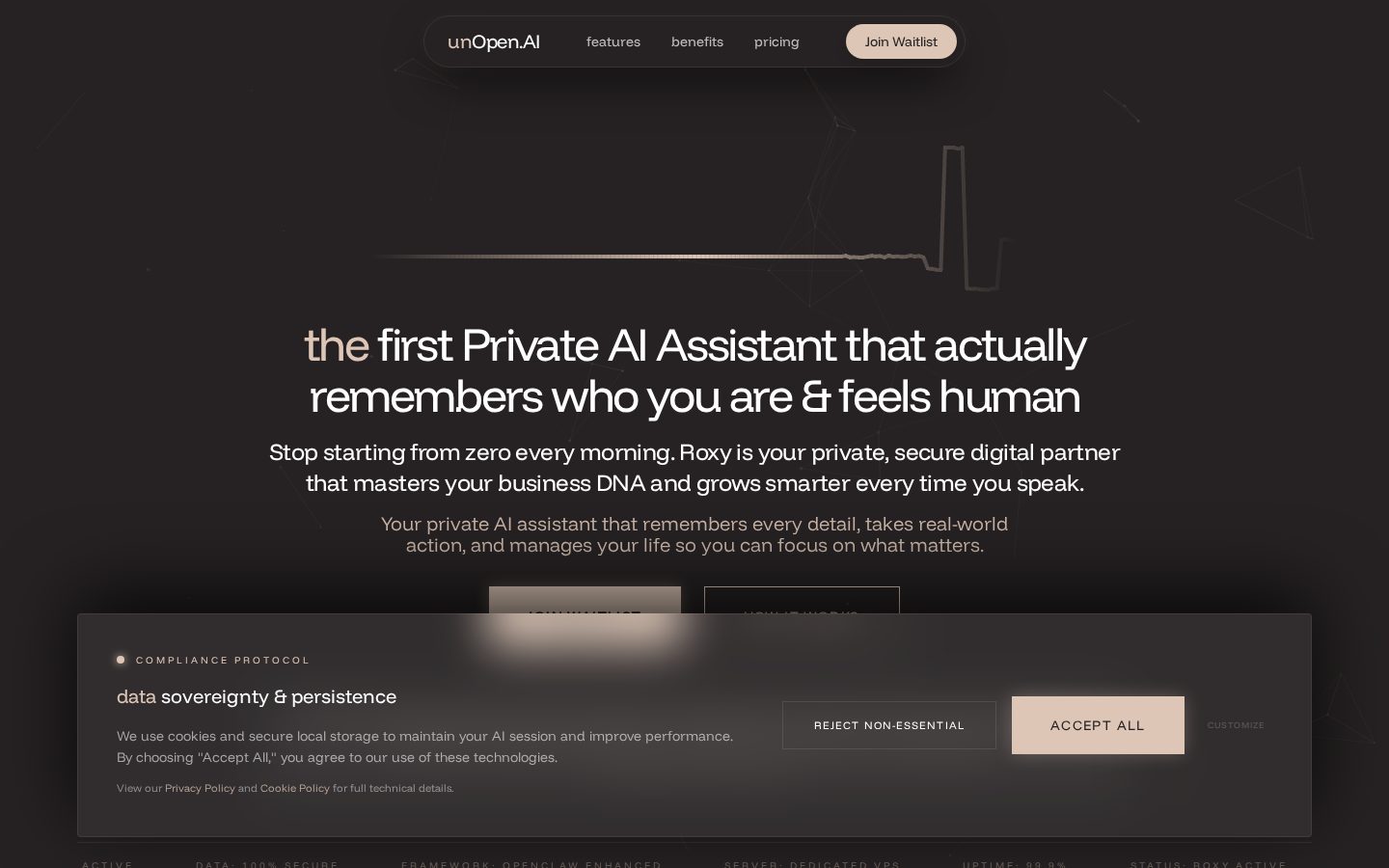 Roxy by unOpen.AI Homepage