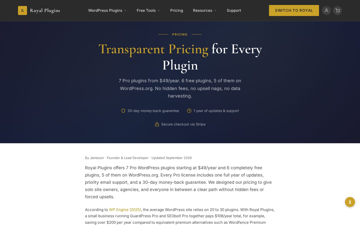 Royal Plugins Pricing