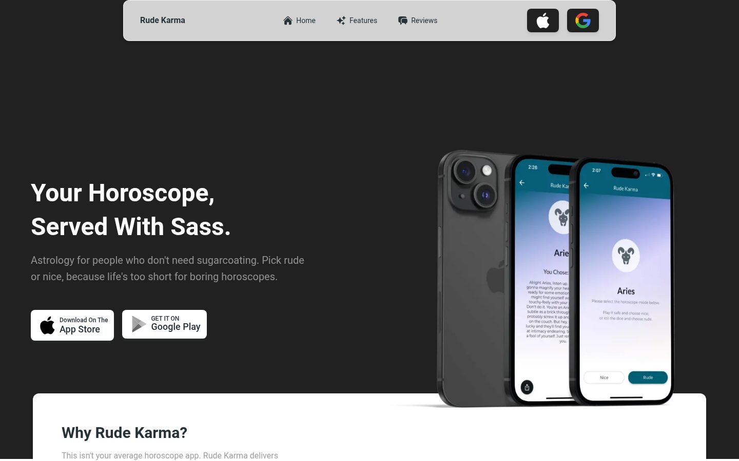 Rude Karma Homepage