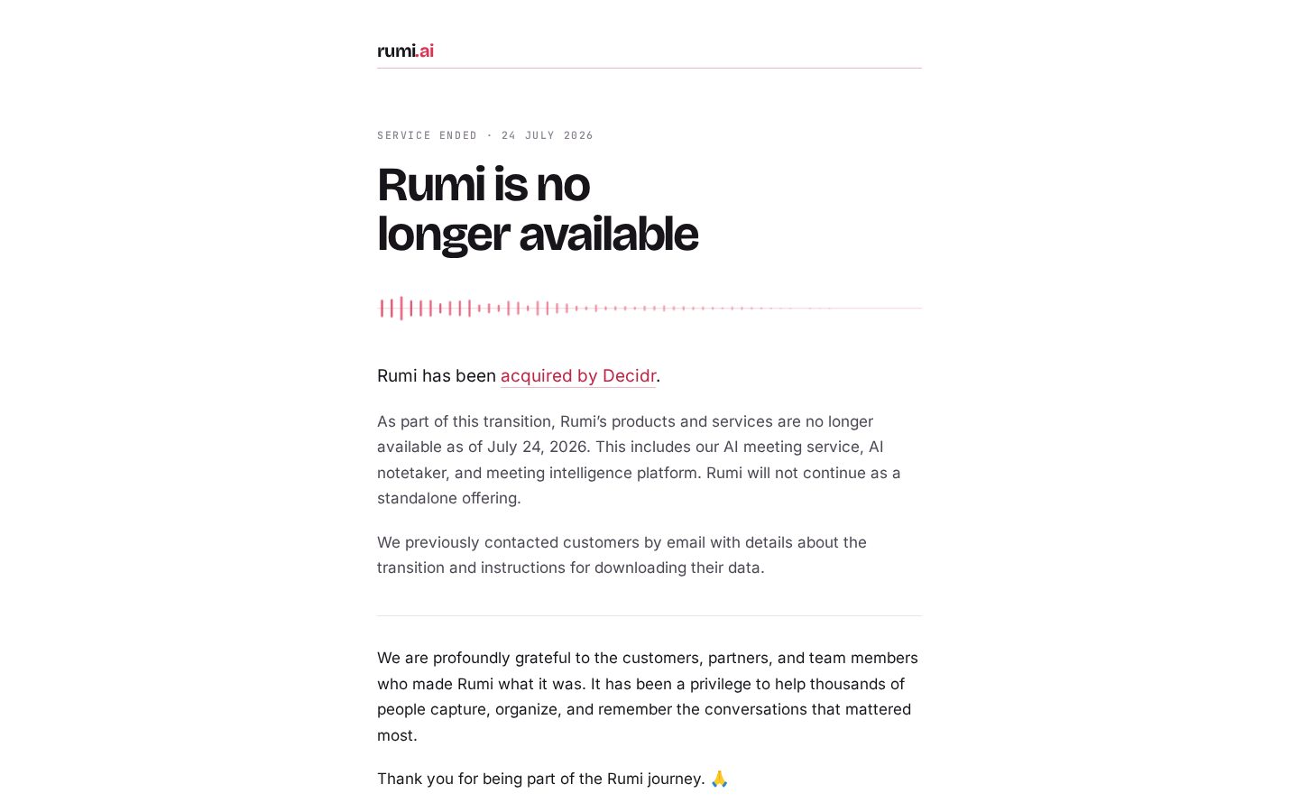Rumi.ai Homepage