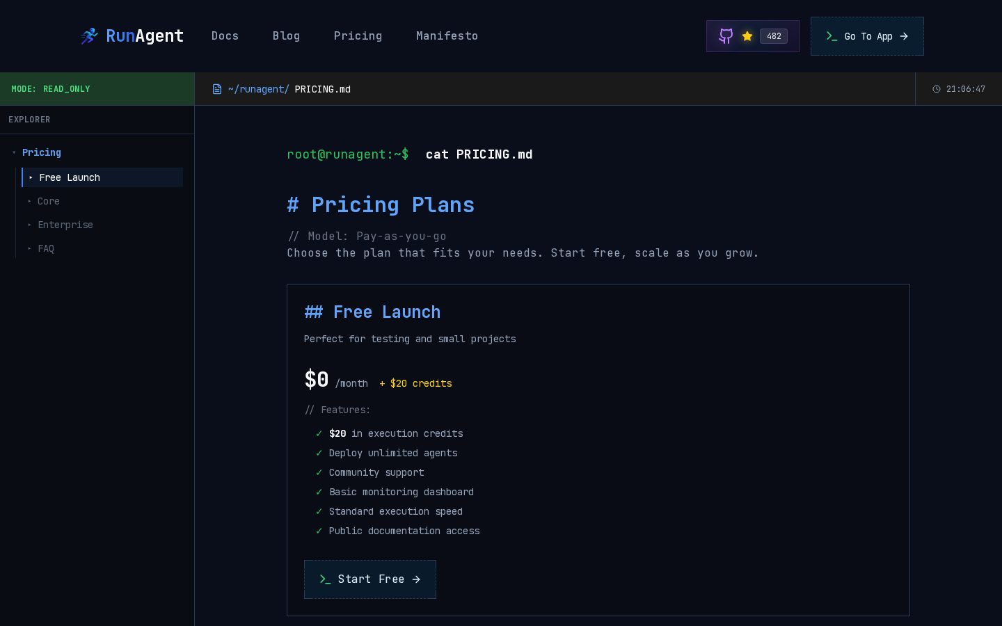 RunAgent Pricing