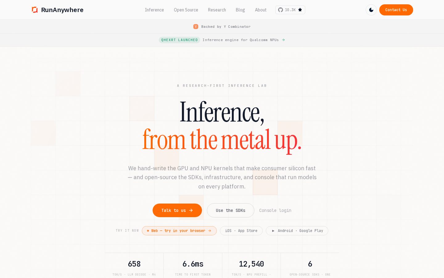 RunAnywhere Homepage