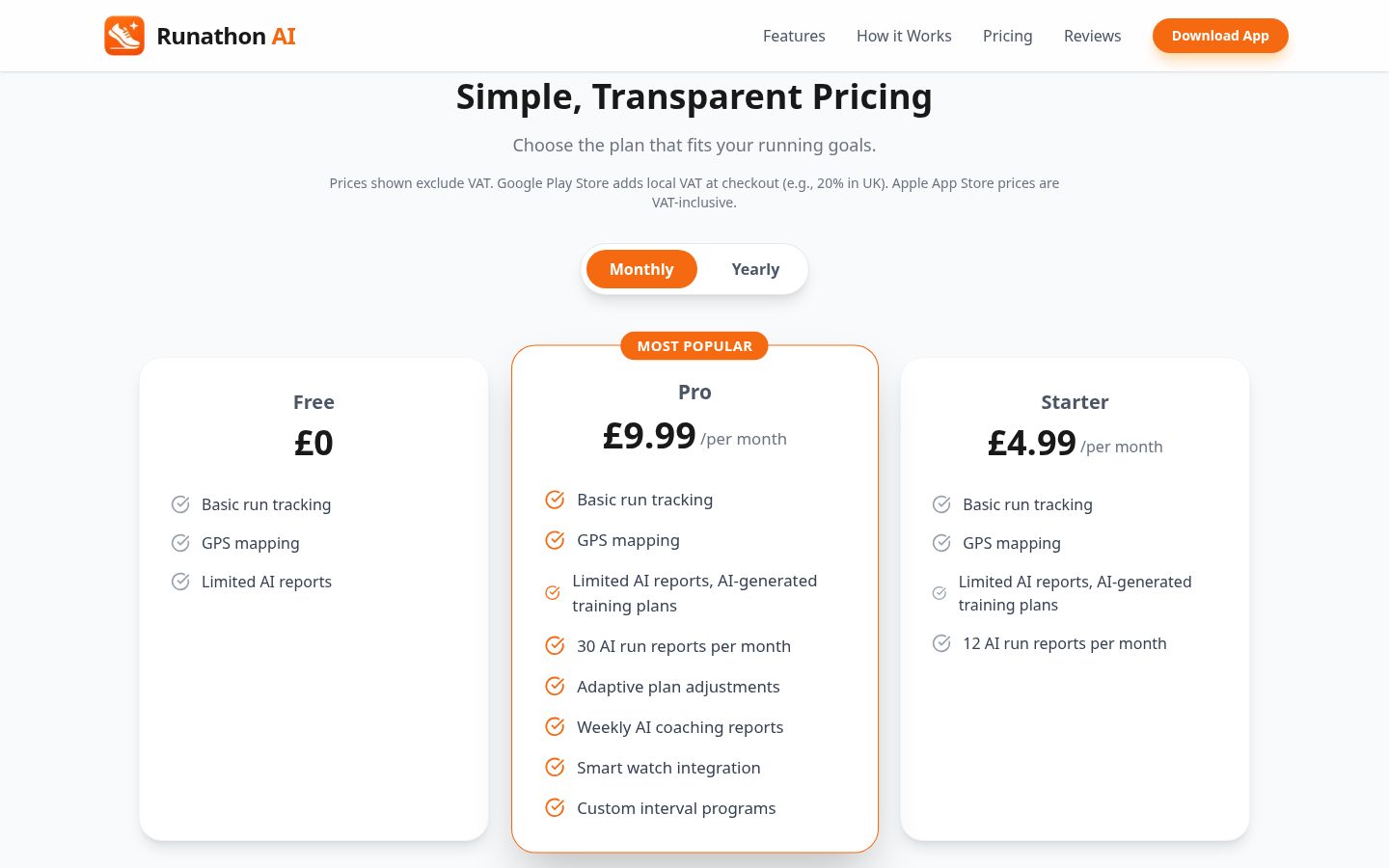 Runathon AI Pricing