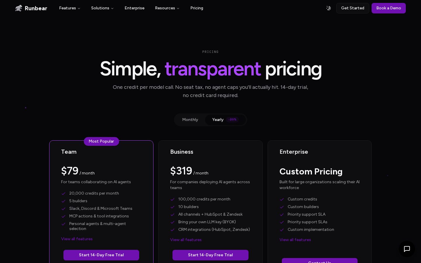 Runbear Pricing