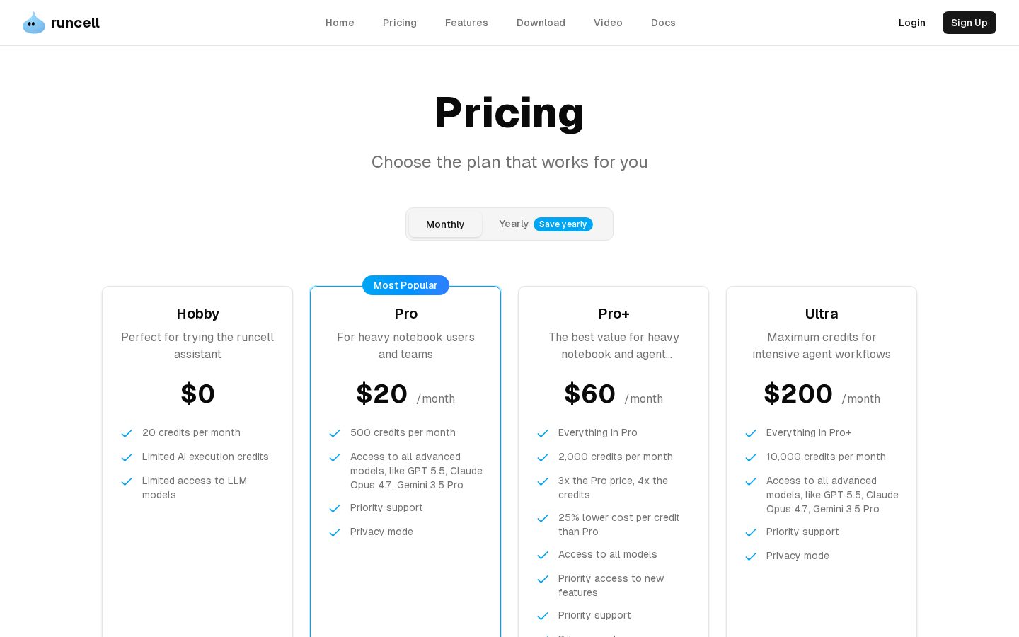 Runcell Pricing