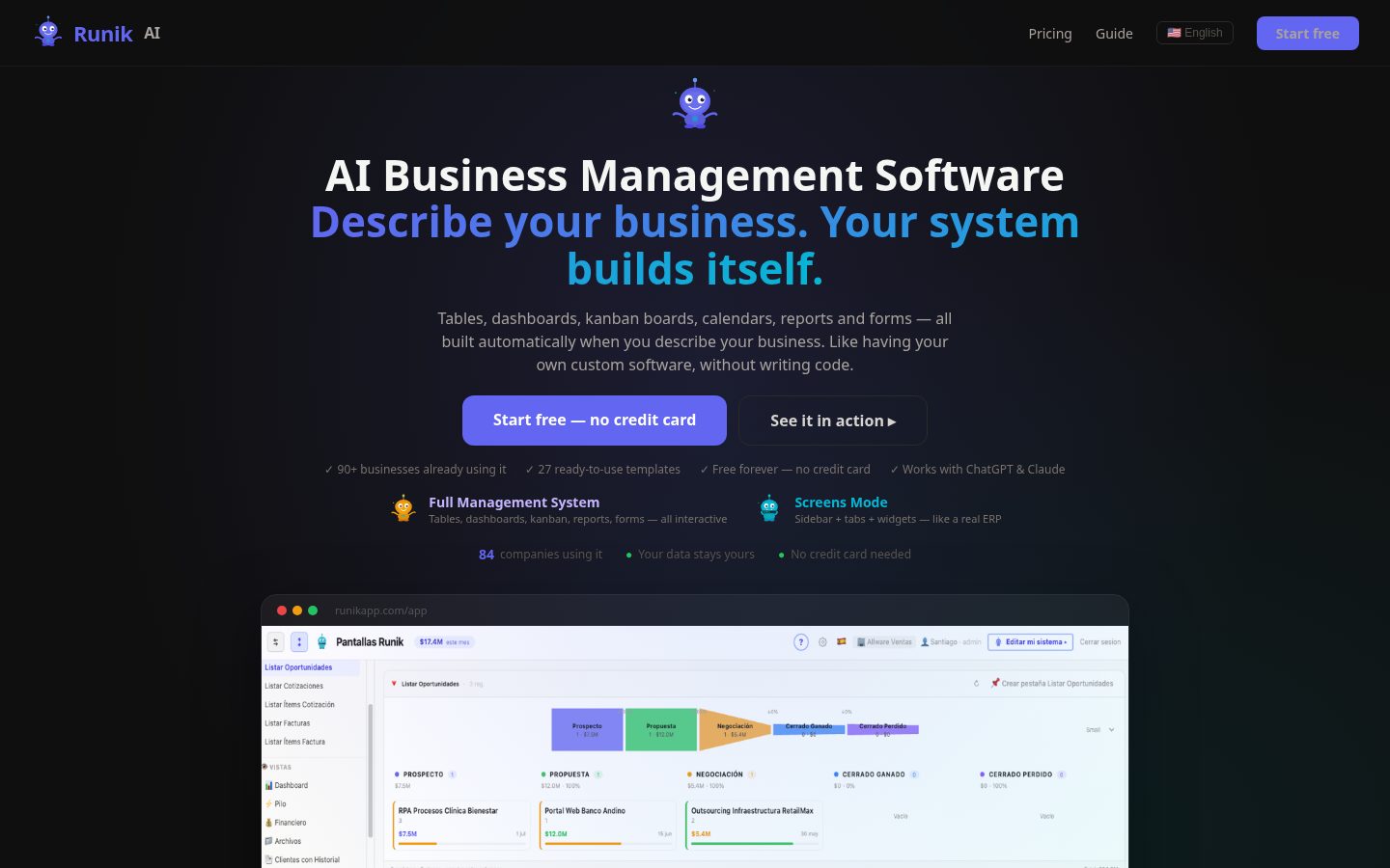 Runik AI Homepage
