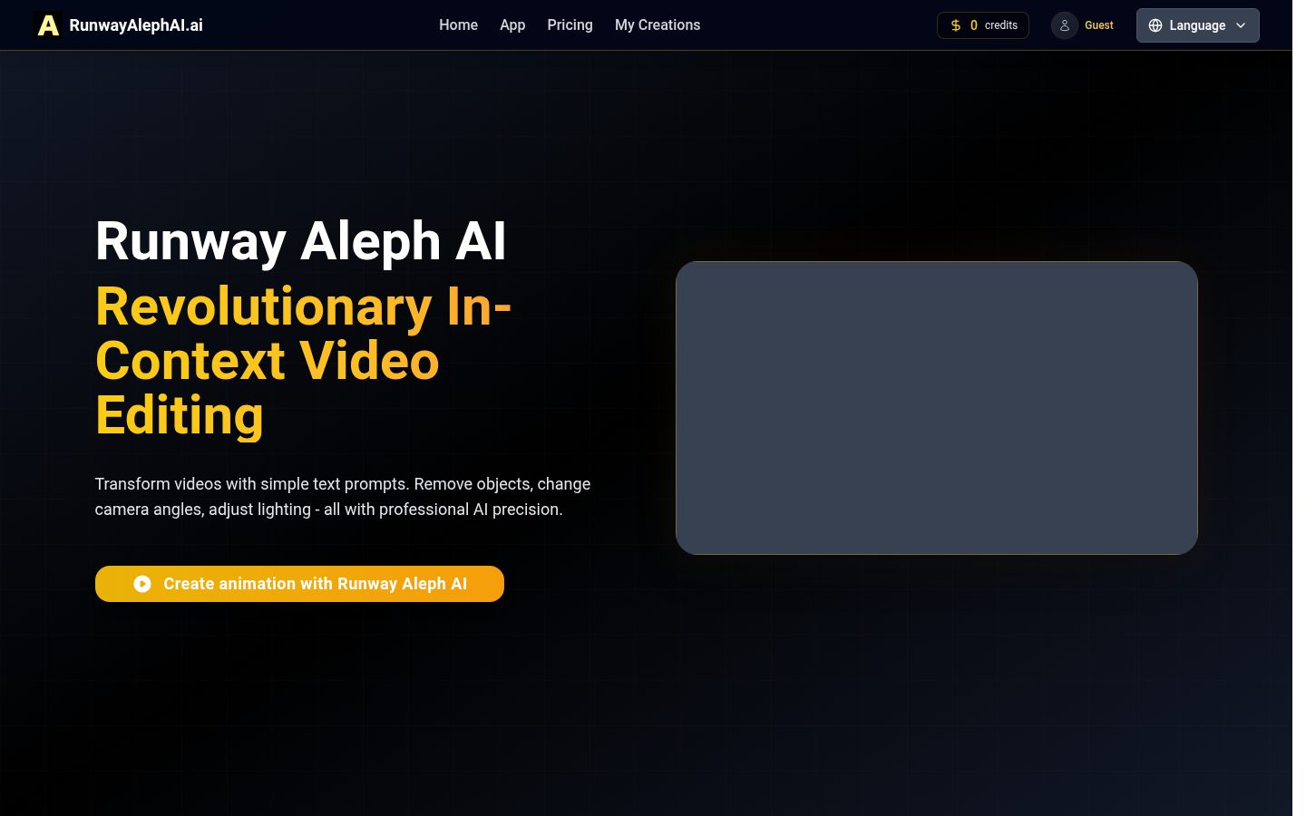 Runway Aleph AI Homepage