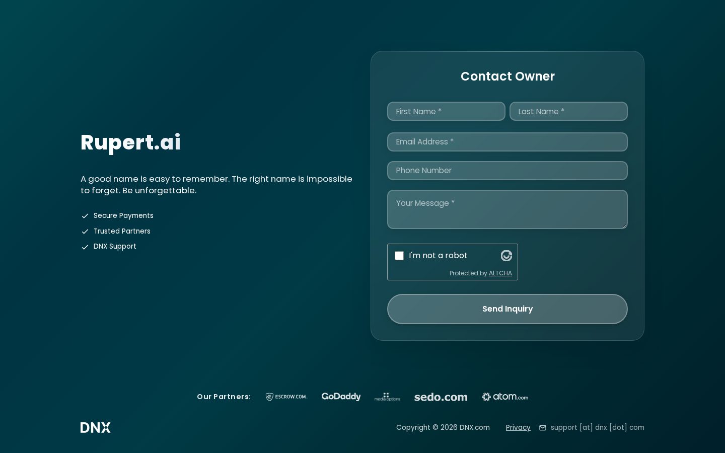 Rupert AI Homepage