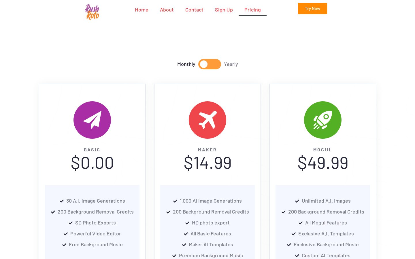 Rush Roto Studio Pricing
