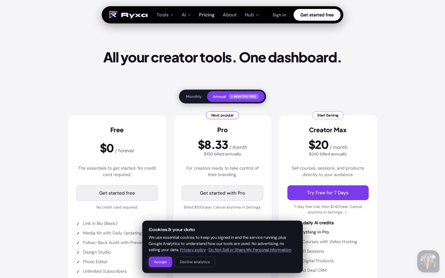 Ryxa Pricing