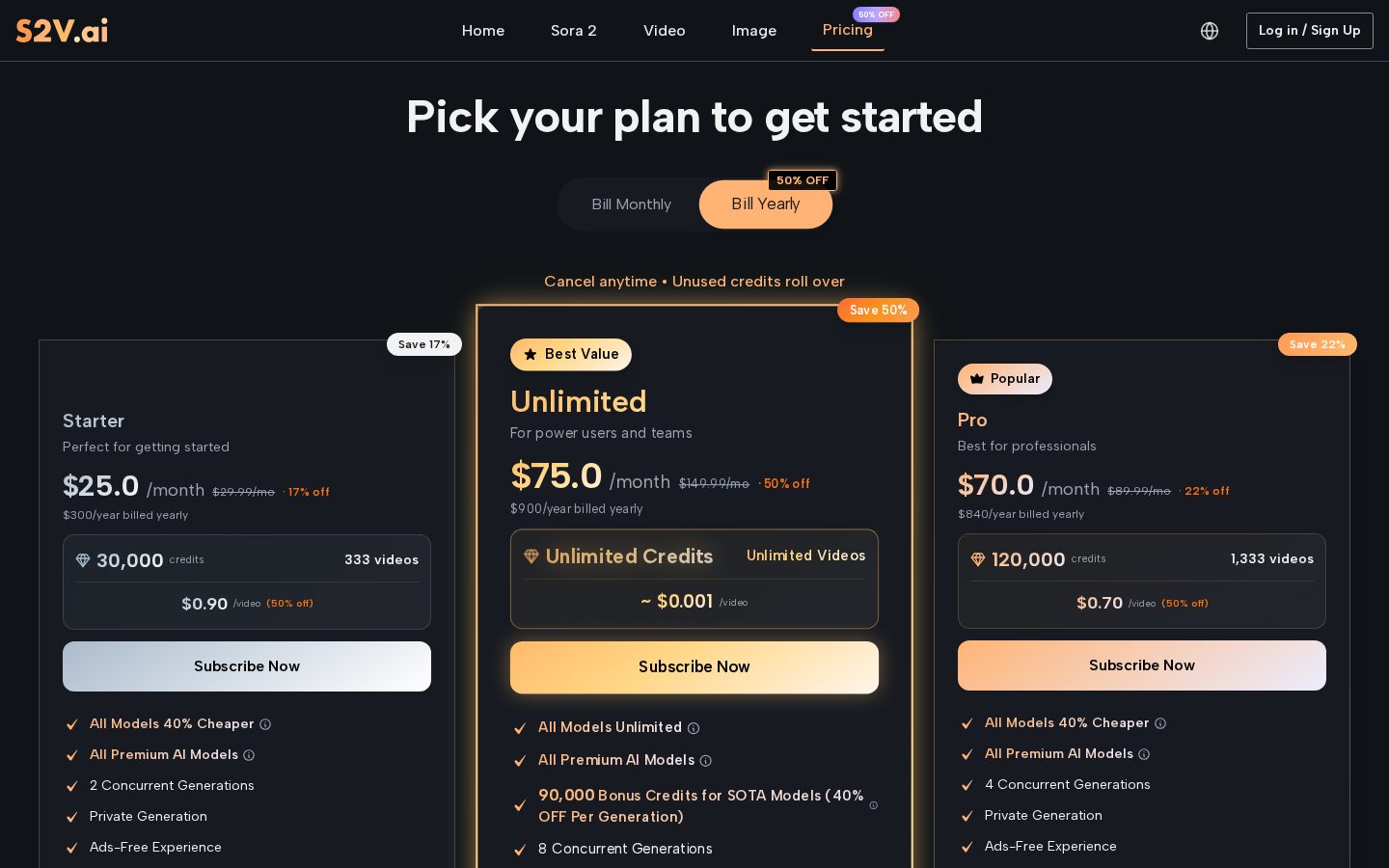 S2V Ai Pricing