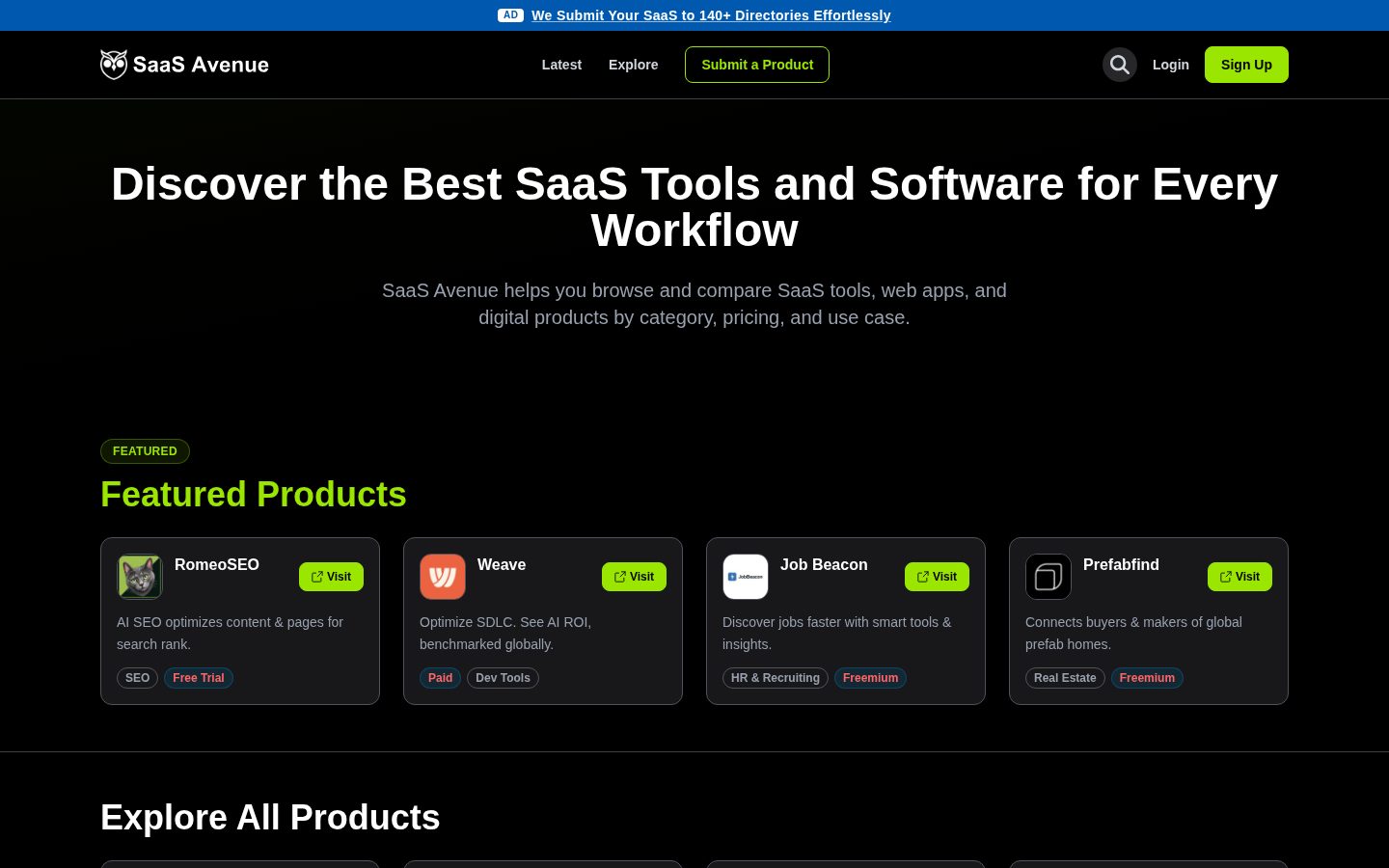 SaaS Avenue Homepage