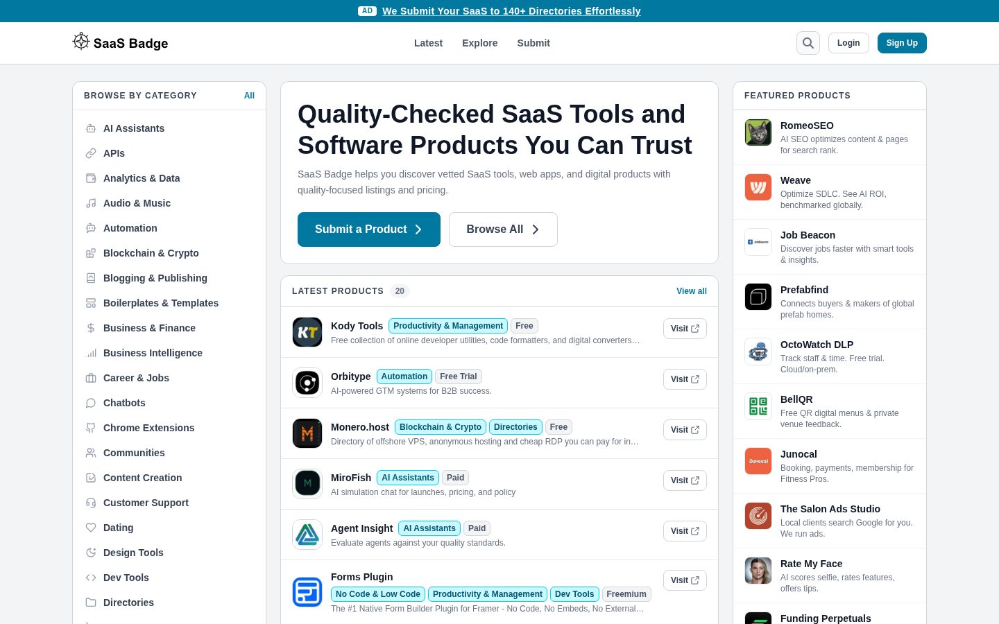 SaaS Badge Homepage