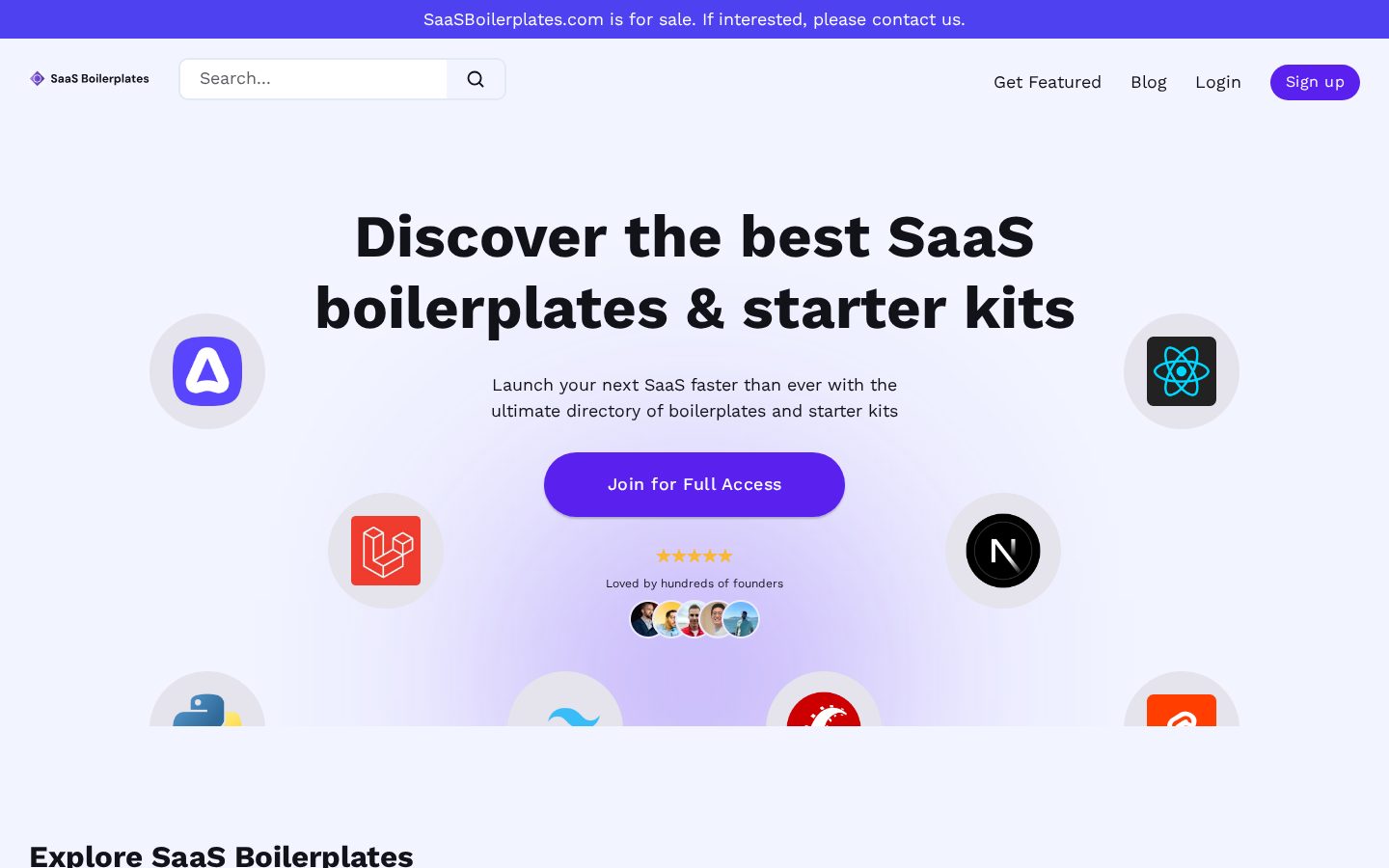 SaaS Boilerplates Homepage