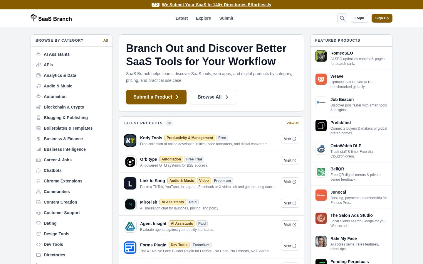 SaaS Branch Homepage