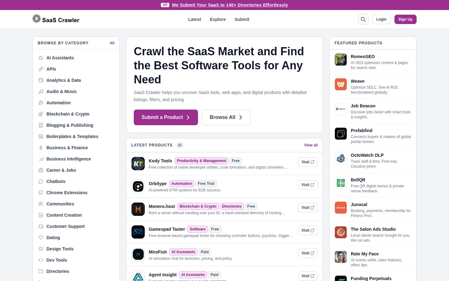 SaaS Crawler Homepage
