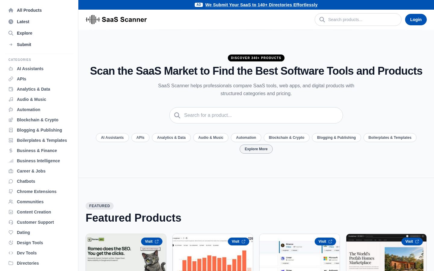 SaaS Scanner Homepage