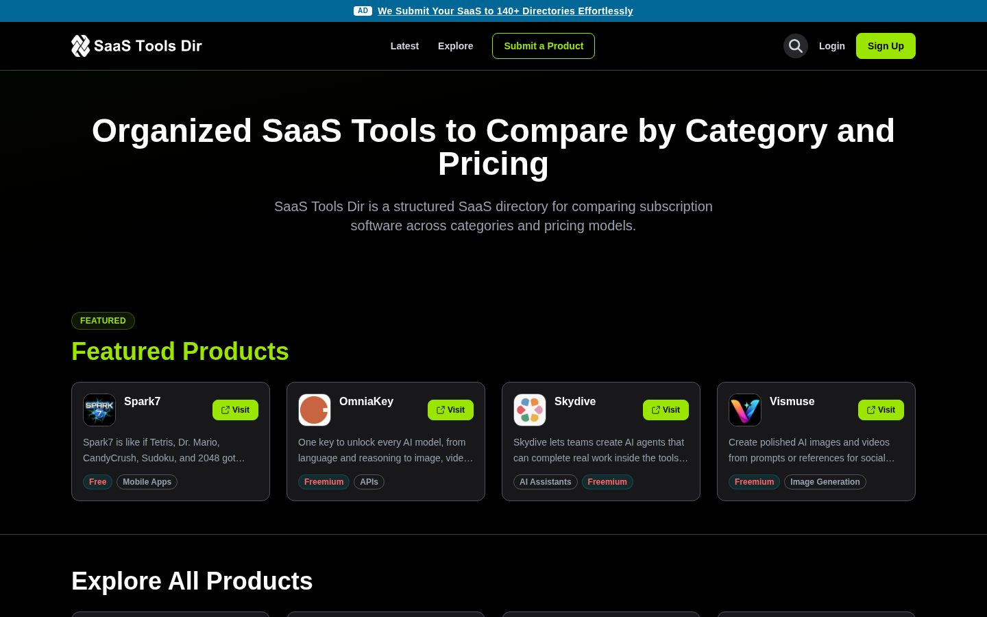 SaaS Tools Dir Homepage
