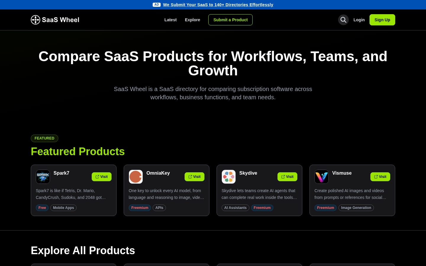 SaaS Wheel Homepage