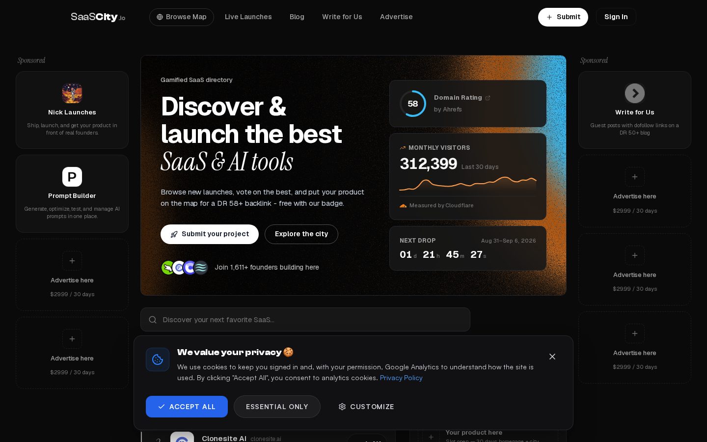 SaaSCity.io Homepage